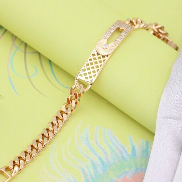 Rose Gold Bracelet with Diamond Sunray and Cutout Detailing, XPBL0707 - Picture 6 of 12